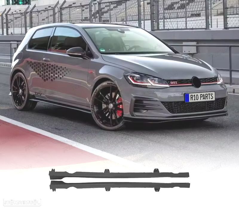 EXTENSÕES EMBALADEIRAS LATERAIS VOLKSWAGEN VW GOLF 7 7.5 LOOK TCR PRETO BRILHANTE - 1