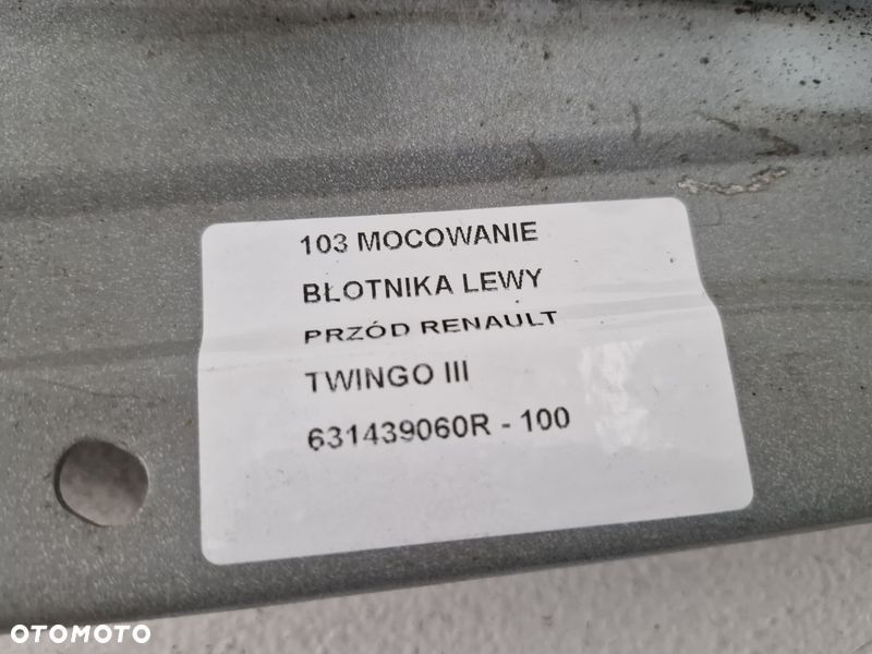 RENAULT TWINGO III MOCOWANIE BŁOTNIKA UCHWYT LEWY PRZÓD PRZEDNI DVRPP 631439060R - 3