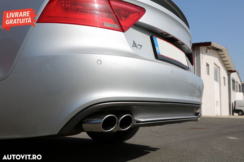 Difuzor Bara Spate si Ornamente Evacuare Audi A7 4G (2010-2014) S7 Facelift Design- livrare gratuita - 17