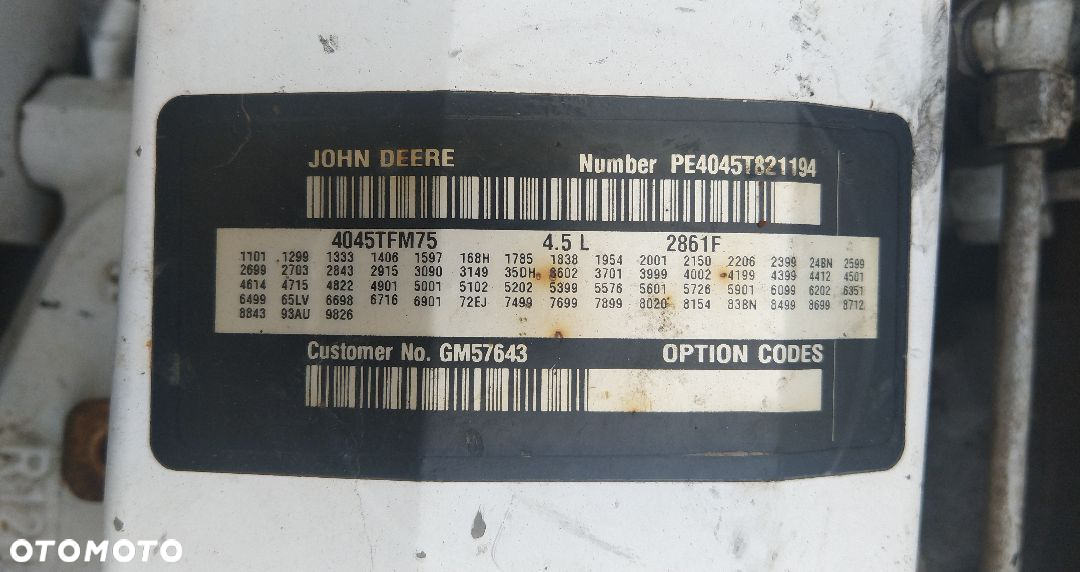 SILNIK SPALINOWY John Deere 4045 4045TFM75 4.5L 2861F PE4045T821195 MARINE  [ENG 3231] - 7