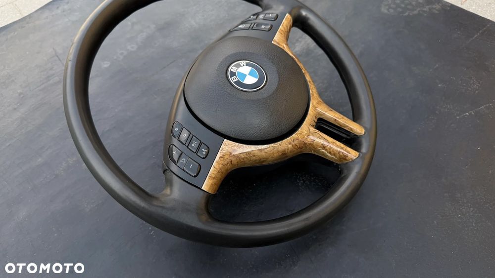 Kierownica Skórzana BMW e46 multifunkcja drewniana E39 E38 x5 E53 - 12