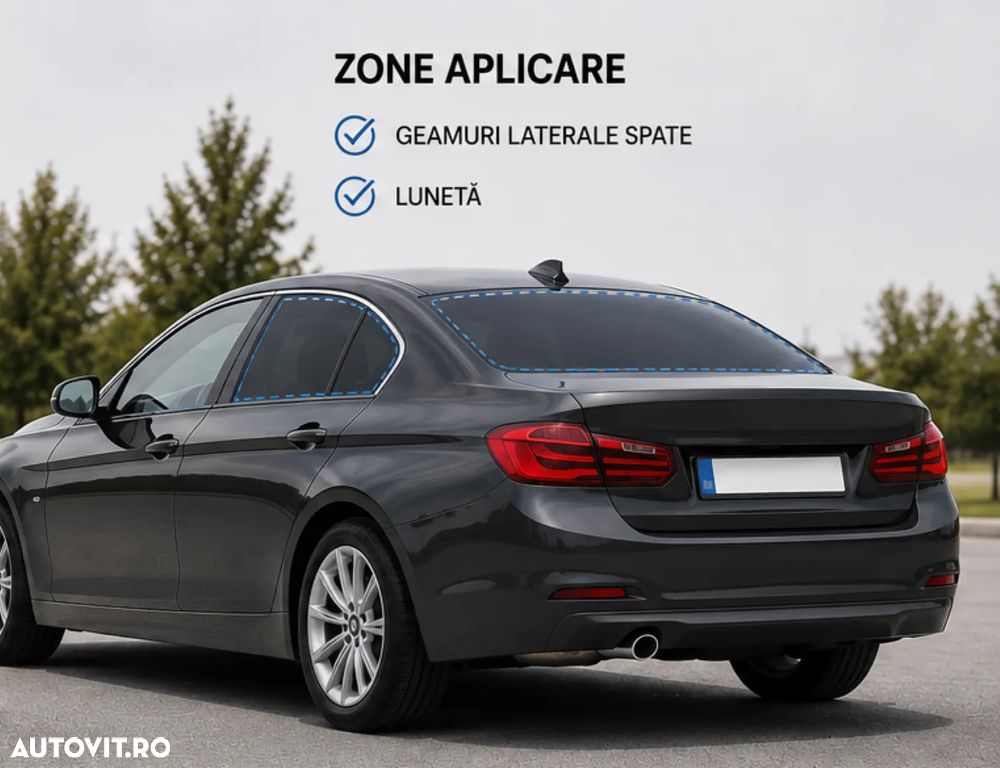 Folie Auto Predecupată Digital, de Plotter, pentru Masina Ta, Premium, VLT 5%, Protectie UV 99% - Kit Complet DIY Lunetă și Laterale Spate - 5