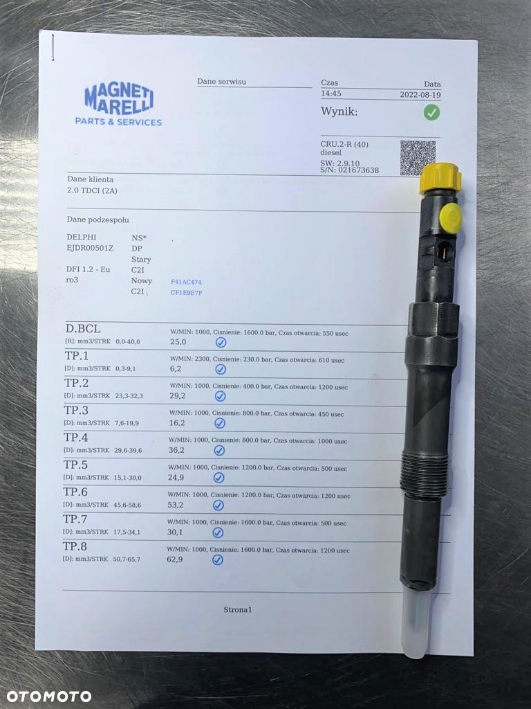 WTRYSKIWACZ TEST 2.0 TDCI EJDR00501Z WTRYSK SPRAWDZONE IMA FORD MONDEO MK3 X TYPE 3S7Q 9K546 BB - 6