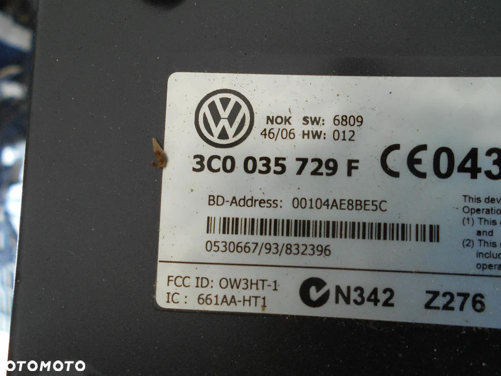 VW SEAT SKODA MODUŁ BLUETOOTH 3C0035729F - 2