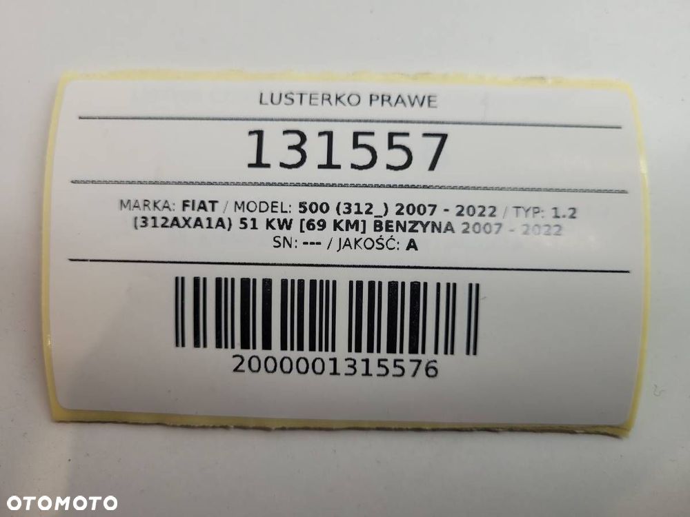 LUSTERKO PRAWE FIAT 500 312 EUROPA KOMPLETNE - 12