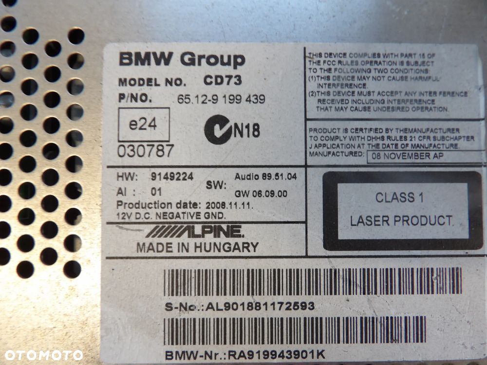BMW - E91 - RADIOODTWARZACZ CD - MULIMEDIA - DEMONTAŻ - EUROPA - 9199439 - 3