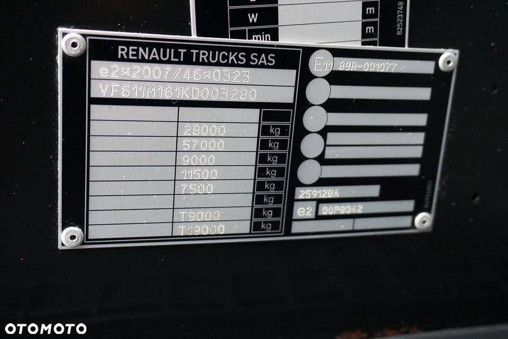 Renault T 380 / ACC / E 6 / FIRANKA + WINDA / 20 PALET / DŁ. 8,2 M / OŚ SKRĘTNA - 11