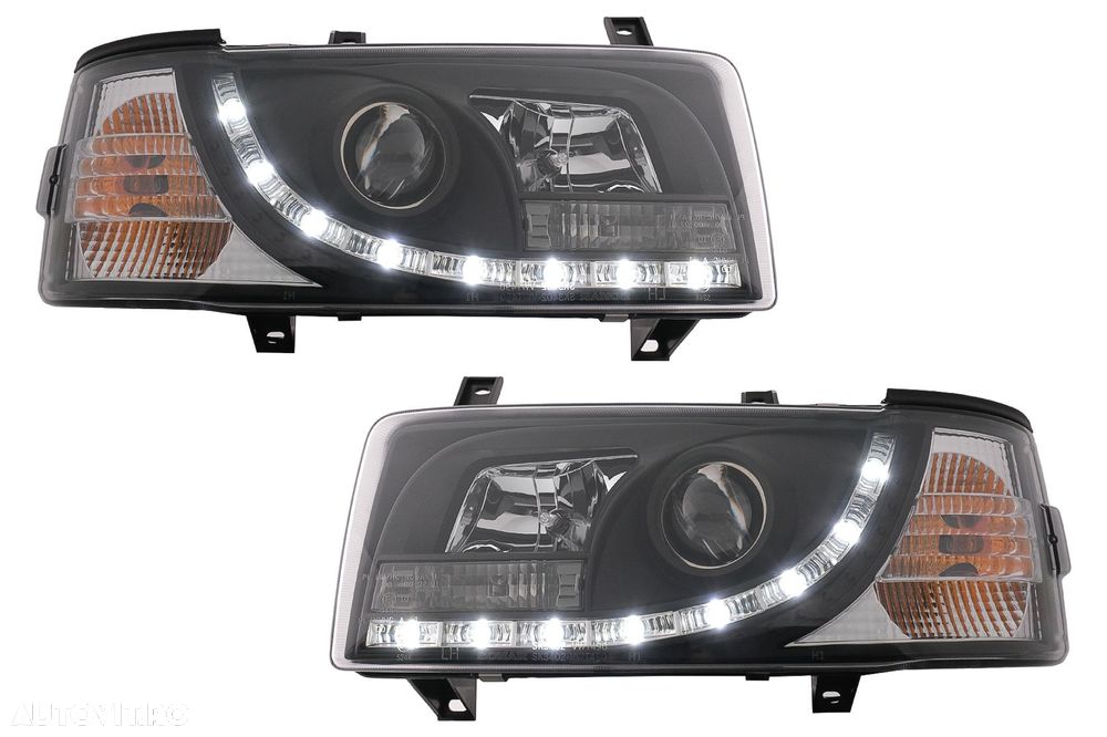 Faruri LED DRL compatibil cu VW Transporter T4 (1990-2003) Negru - 1