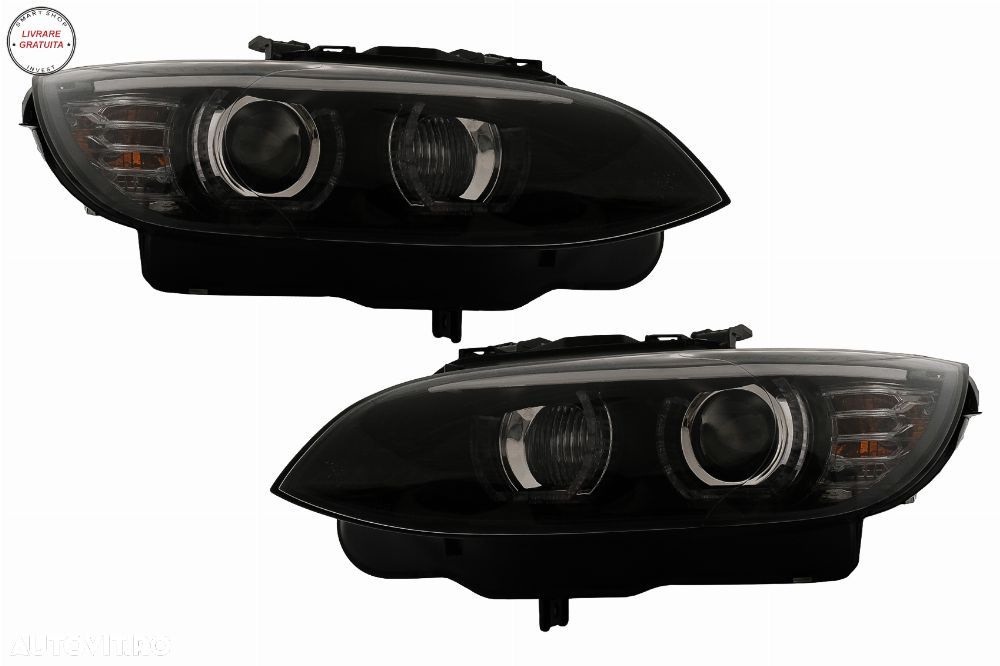 Faruri Xenon Angel Eyes BMW Seria 3 E92 E93 (2006-2010) 3D Negru- livrare gratuita - 5