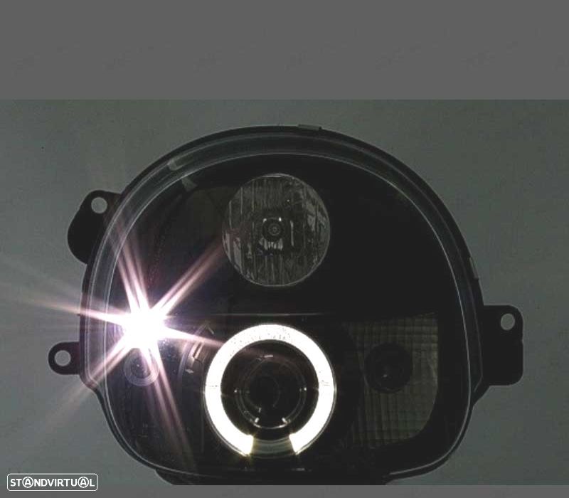 FARÓIS FRONTAIS RENAULT TWINGO 93-07 ANGEL EYES FUNDO PRETO - 2
