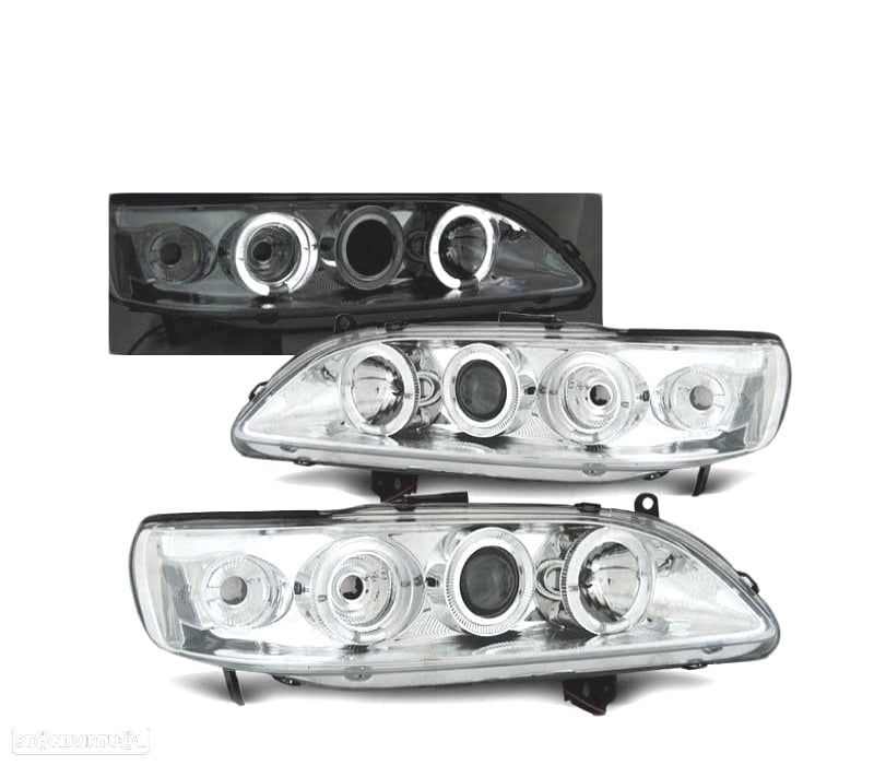 FARÓIS ANGEL EYES PARA HONDA ACCORD 98-02 EUA CHROME CROMADO - 1