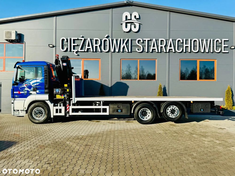 MAN TGS 26.360 // E6 // Klimatyzacja / 6x2 // platforma laweta 7,2m z HDS HMF 1420 // dzwig żuraw kran crane skrzynia uniwersalny - 11