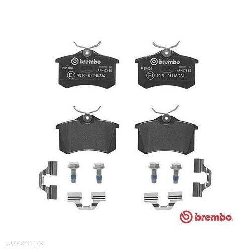 Set placute frana fata Audi A1, A3, A4, A6, A8; Citroen C2, C4; Peugeot 307, Partner; Seat Altea, Ibiza, Leon; Skoda Octavia 2, Rapid; VW Golf 4, Brembo, 1E0698451 - 2