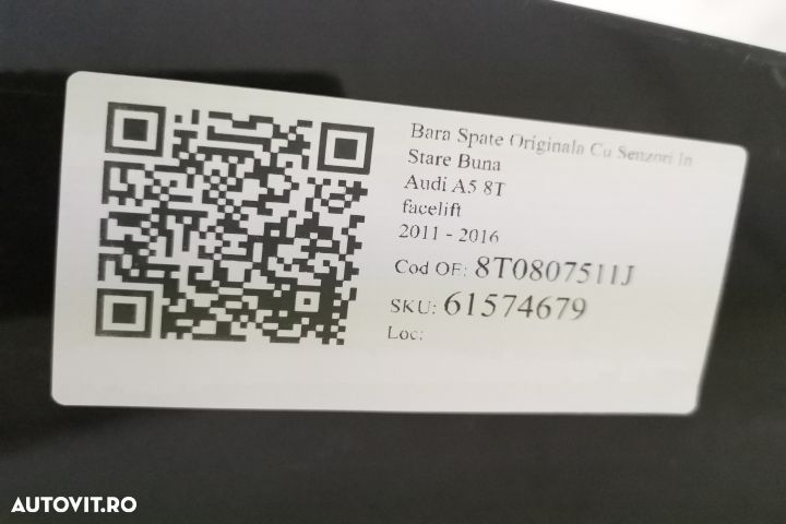 Bara Spate Originala Cu Senzori In Stare Buna COUPE SI CABRIO Audi A5 - 8