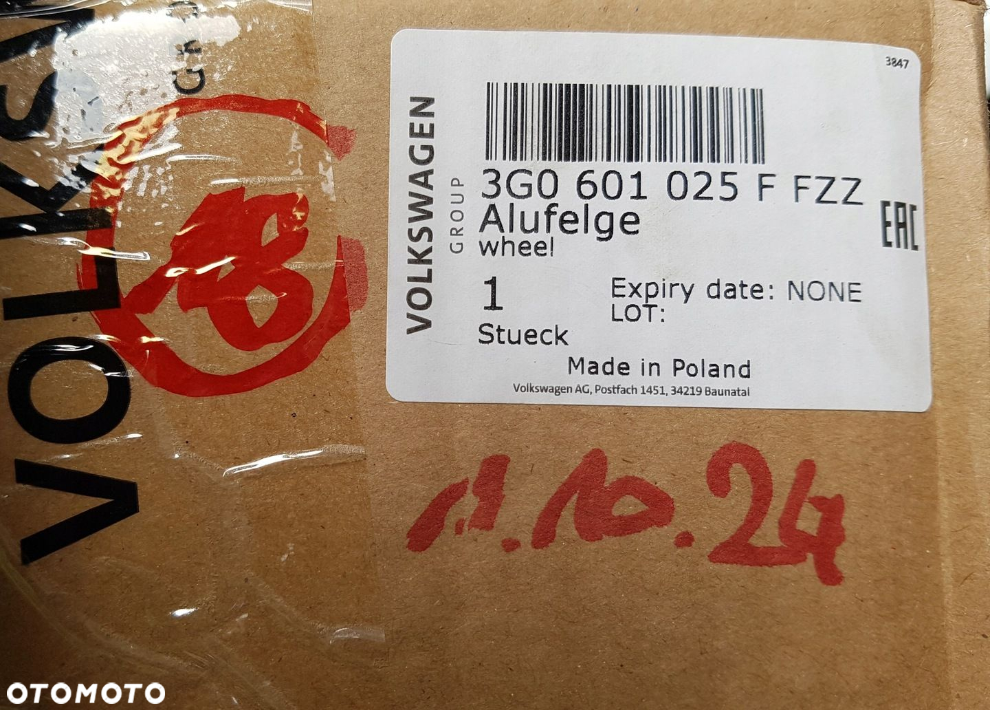 VW PASSAT B8 felga aluminiowa 7J 17 cali ET40 3G0601025F FZZ - 7