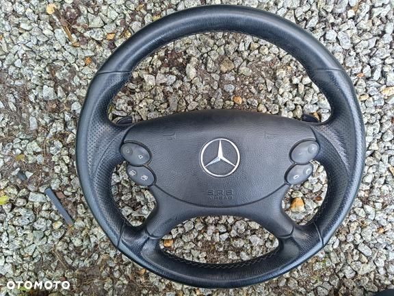 MERCEDES W209 CLK W211 LIFT W219 CLS KIEROWNICA AMG CZARNA SKÓRZANA ŁOPATKI - 1