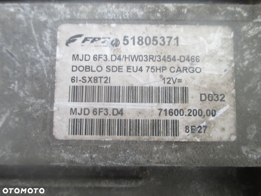 Sterownik komputer Fiat Dolbo 1.3 JTD 51805371 MJD6F3D4 - 2