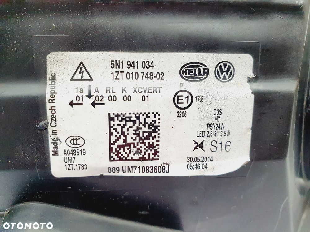 LAMPA PRAWA VW TIGUAN 1 LIFT BI XENON SKRĘTNY + LED 11r-15 ORYGINAŁ EU!! - 10