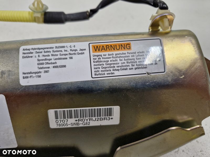 HONDA CIVIC 8 VIII PODUSZKA POWIETRZNA AIRBAG FOTELA LEWA 78005-SNB-G82 - 3