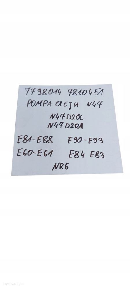 Bmw E87 E81 E90 E92 E93 E60 E84 E83 Lci Pompa Oleju N47 N47D20A 7798014 Nr6 - 8