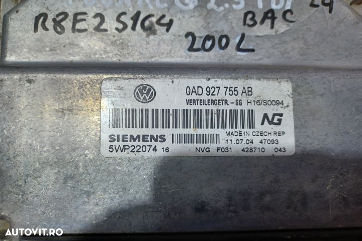 ECU Calculator Motor 0AD927755AB 5WP22074  - 2.5 TDI BAC 0AD927755AB - 3