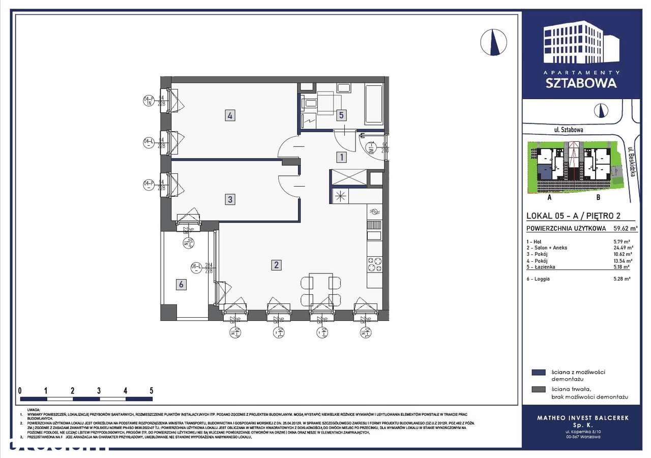 3-pokojowe mieszkanie 59m2 + loggia/budynek A