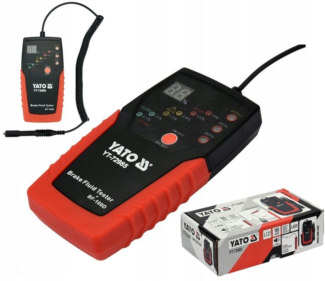 YATO MIERNIK TESTER PŁYNU HAMULCOWEGO WYŚWIETLACZ LCD Z SONDĄ YT-72985 - 9
