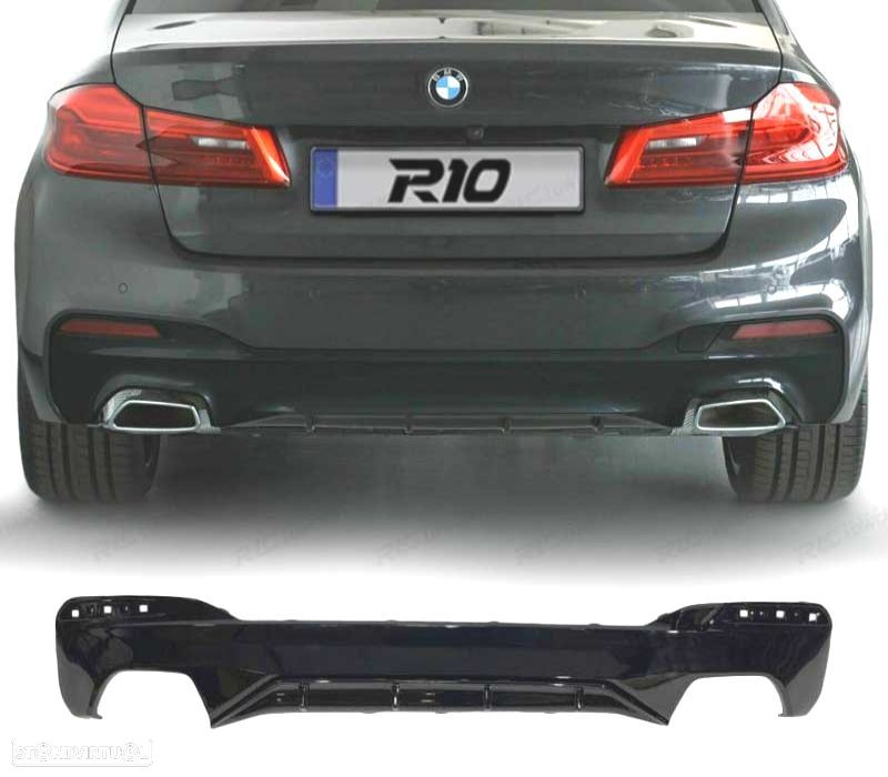 DIFUSOR TRASEIRO BMW G30 G31 17- LOOK M PERFORMANCE PRETO BRILHANTE - 1