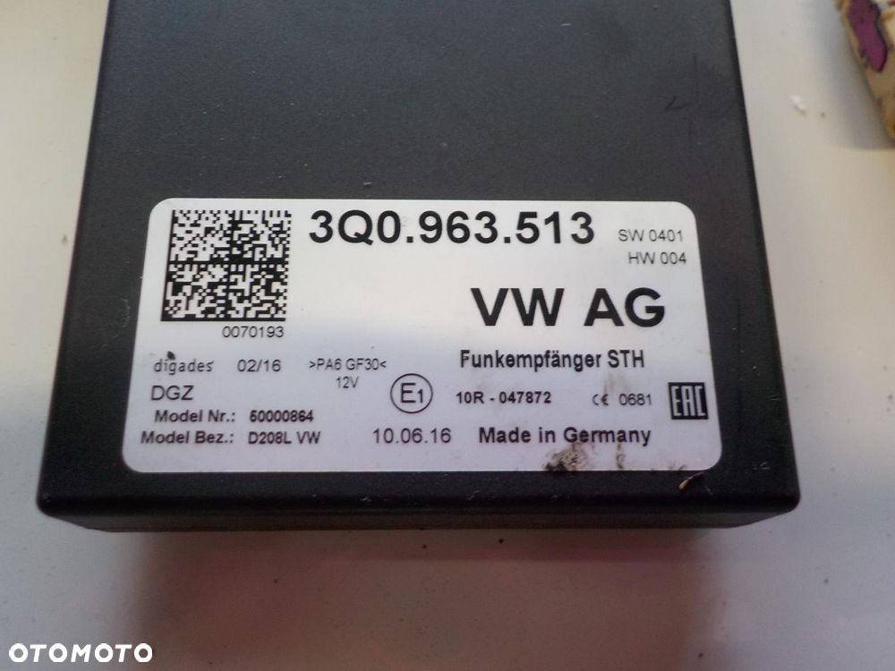 MODUŁ STEROWNIK WEBASTO TELESTART + PILOT VW T6 3Q0963513 - 2