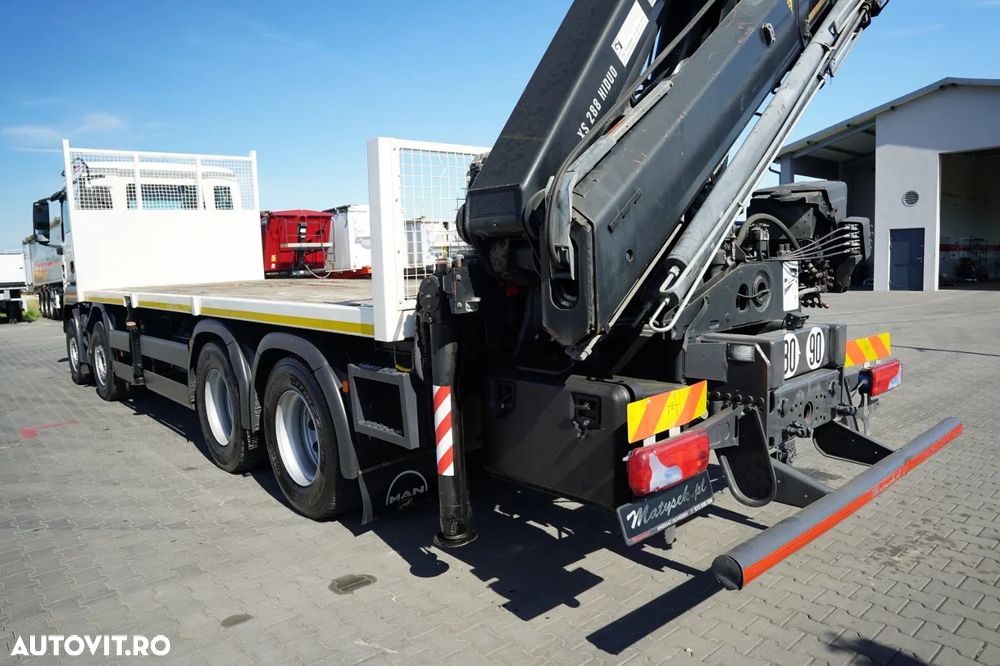 MAN TGS 35.480 / 8x4 / HDS HIAB 288 EP-5, rază de acțiune: 12,7 m / platformă laterală - 7,4 m / capacitate de ridicare: 9400 kg / EURO 6 / RADIOCOMANDĂ - 18