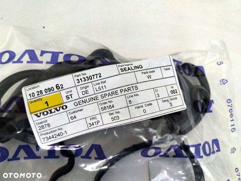 VOLVO S80 V70 uszczelka pokrywy zaworow 1,6T OE 31330772 - 2