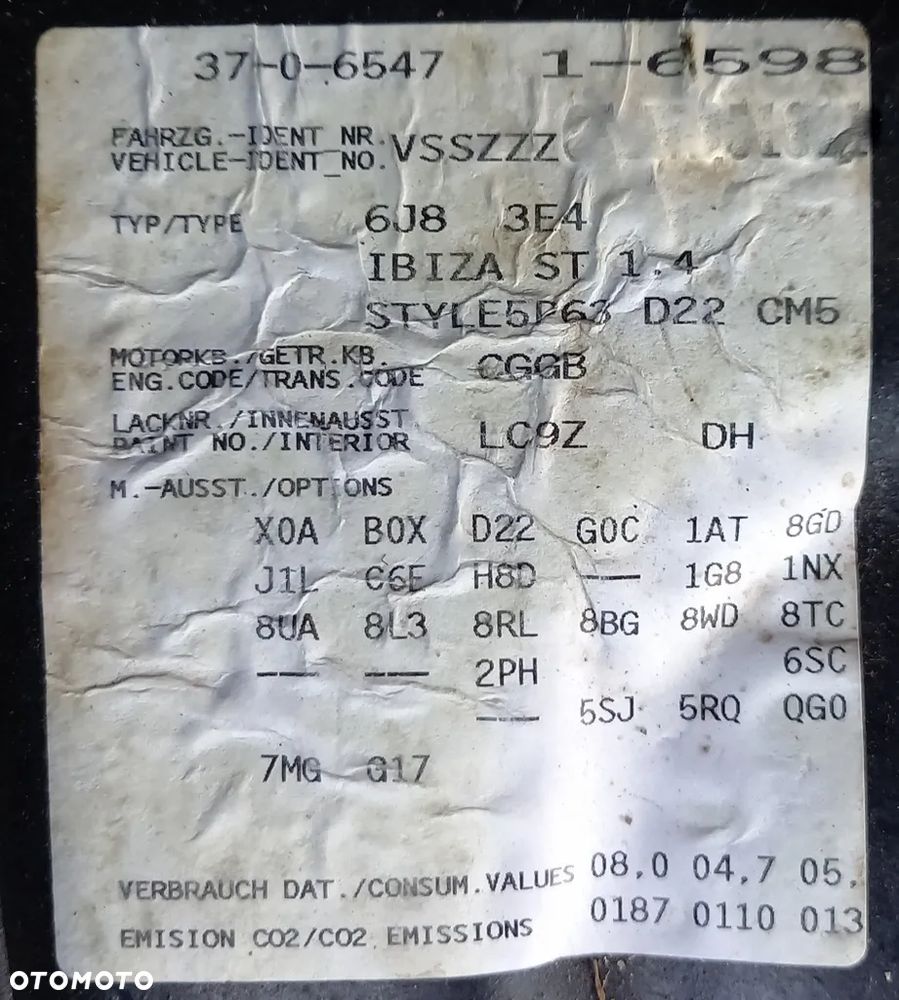 Seat Ibiza 1,4 IV kombi części CGG klapa drzwi błotnik zderzak kod lakieru LY7P lampa reflelektor felgi - 11