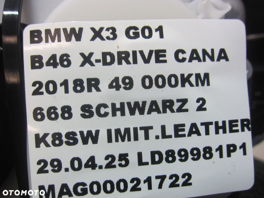 BMW X3 G01 X4 G02 PAS PRZEDNI PRZÓD PRAWY NAPINACZ PASA 72117469962 7469962 - 11
