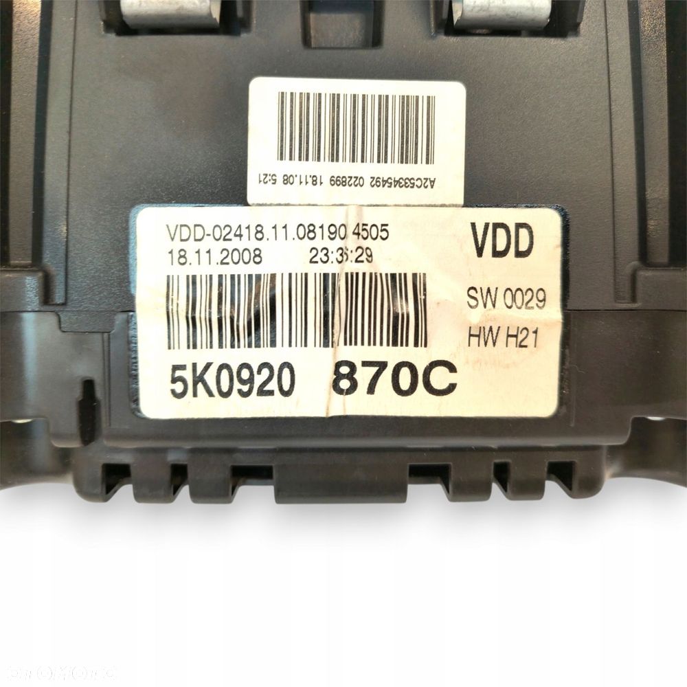 LICZNIK ZEGARY 5K0920870C VW Golf VI 2.0 TDI Diesel 223 295km europa - 16