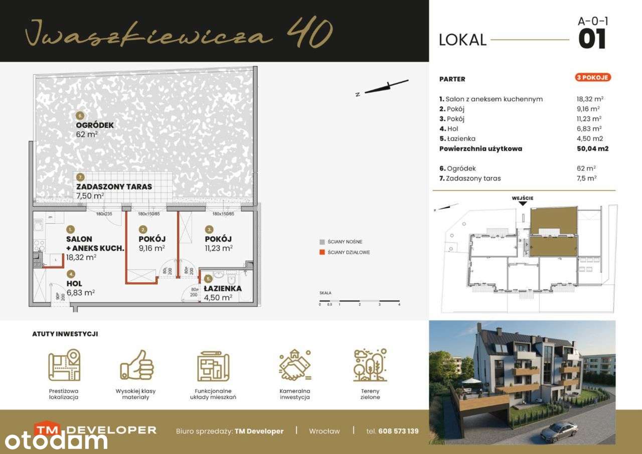 50,04 m2,nowoczesne 3 pokoje z ogródkiem | klimatyzacja GOTOWE - Pełny obrazek: 2/18