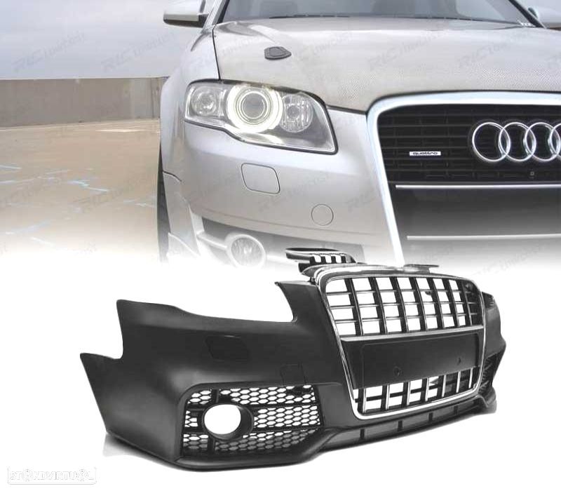 PÁRA-CHOQUES FRONTAL AUDI A4 B7 04-08 LOOK S LINE CROMADO PRETO - 1