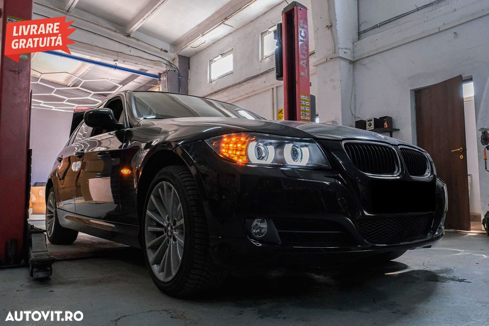 Faruri Xenon 3D Angel Eyes LED DRL BMW Seria 3 E90 E91 (2008-2011) Negru- livrare gratuita - 24