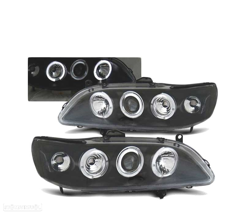 FARÓIS ANGEL EYES PARA HONDA ACCORD 98-02 EUA BLACK PRETO - 2
