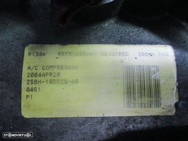 Compressor AC 2S6H19D629AB FORD FIESTA 5 2004 1.3I 70CV 3P CINZA GASOLINA FORD FIESTA 5 FASE 1 2005 1.3I 70CV 5P CINZA AZULADO GASOLINA - 1