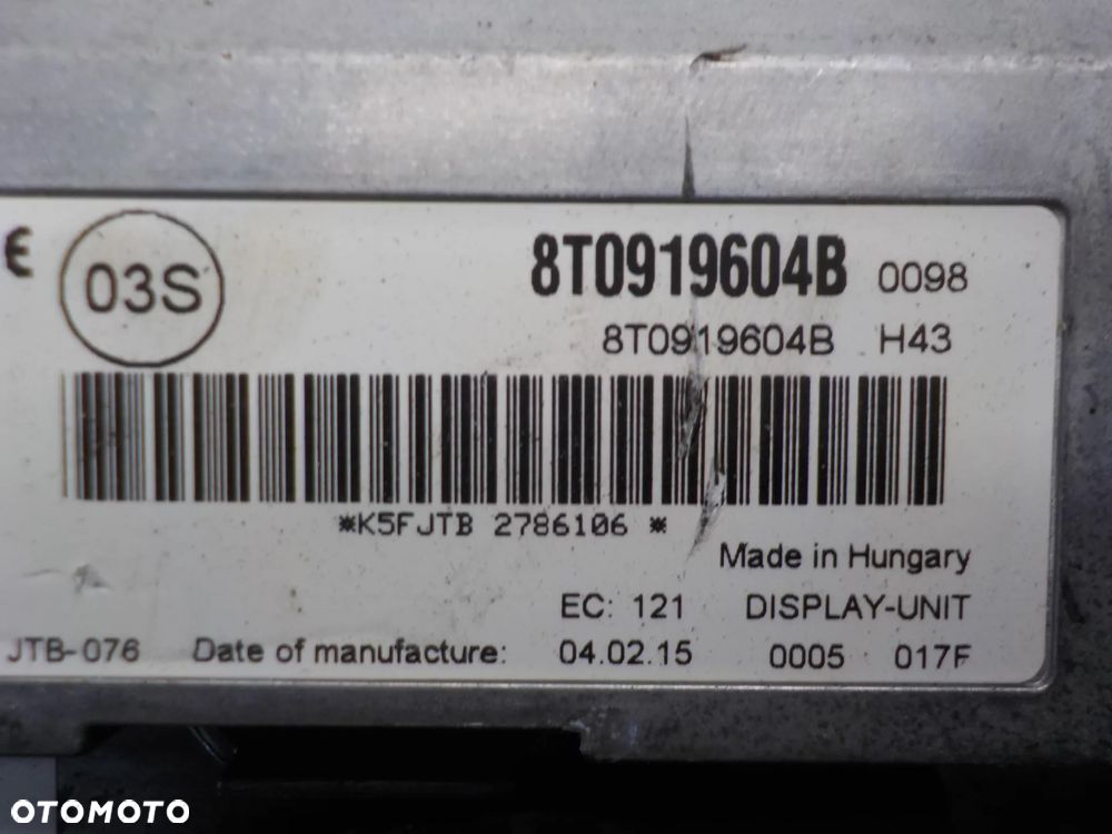 AUDI A4 B8 EKRAN WYŚWIETLACZ 8T0919604B - 3