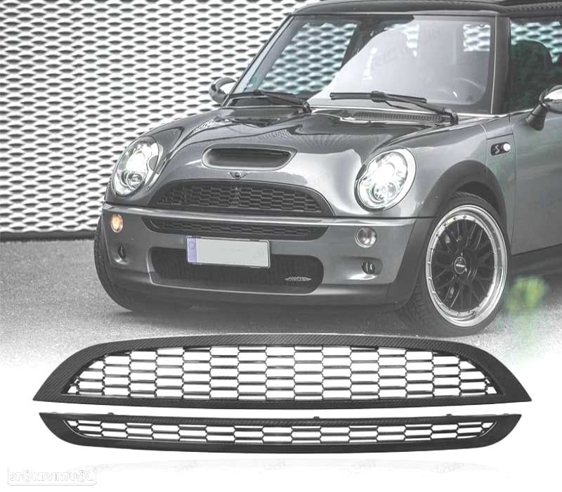 GRELHA FRONTAL MINI COOPER S 01-06 CARBONO - 1