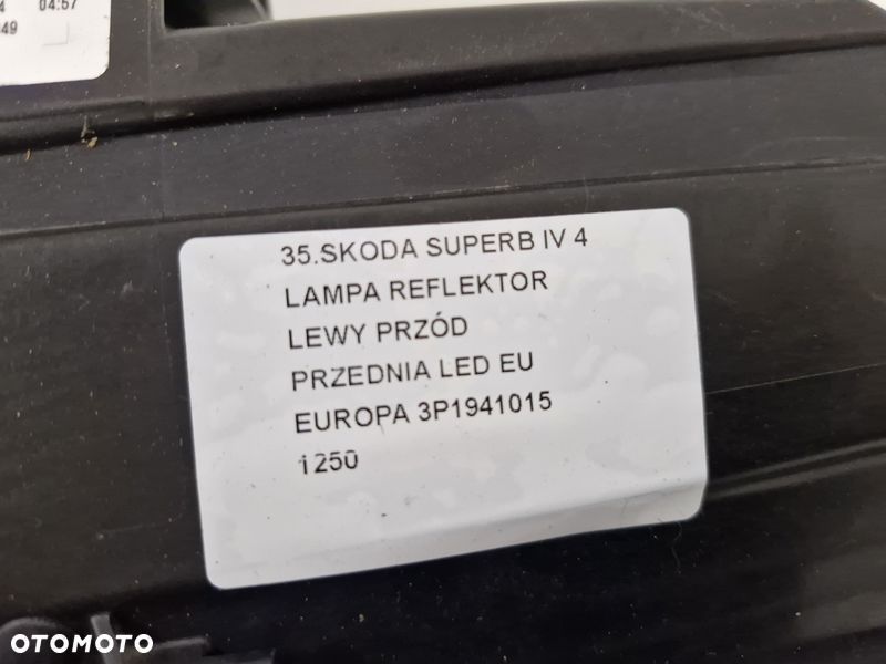 SKODA SUPERB 4 IV LAMPA LEWY PRZÓD LEWA PRZEDNIA REFLEKTOR LED EU 3P1941015 - 6