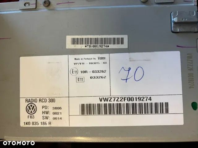 RADIO VOLKSWAGEN PASSAT B6 GOLF V 1K0035186R - 3