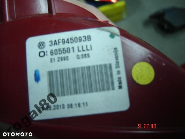 LAMPA TYŁ LEWA W KLAPĘ VW PASSAT B7 KOMBI 10- 3AF945093 B - 2
