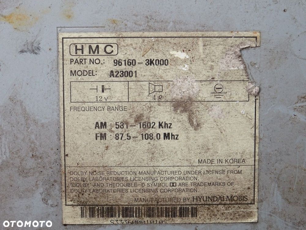 RADIO  HYUNDAI SONATA V (NF) 2004 - 2014 2.0 CRDi 103 kW [140 KM] olej napędowy 2006 - 2010 - 5