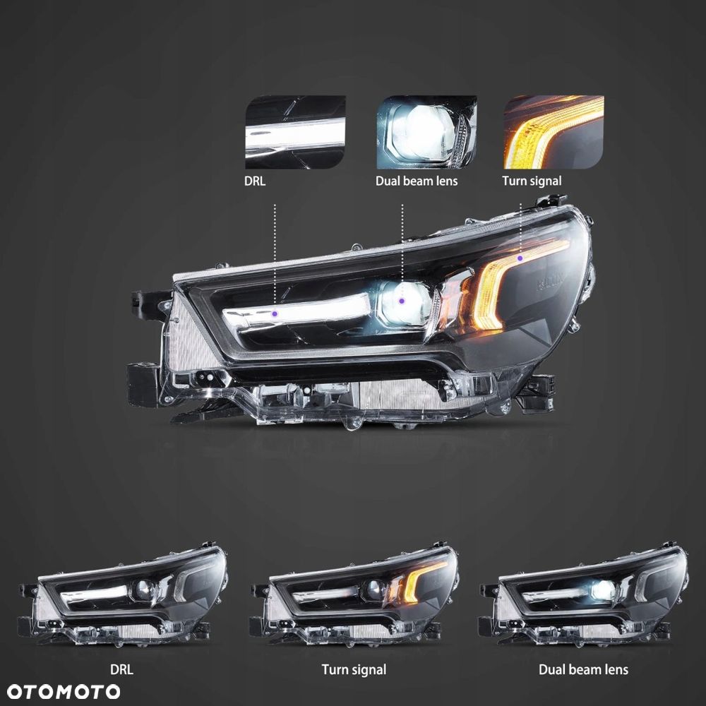 reflektor lampa kpl 2szt full led black toyota hilux 8 viii n120 lift 2021- - 7