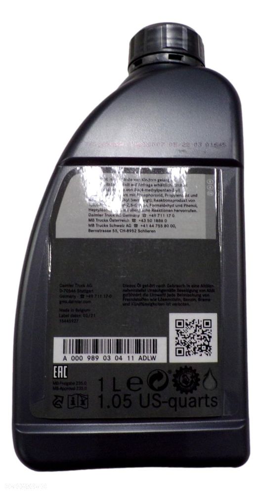 MERCEDES Olej przekladniowy 235.0 85W-90 1 Litr - 2
