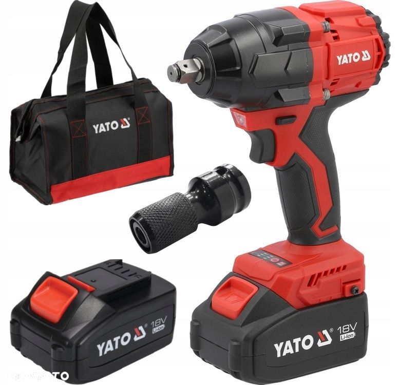 YATO KLUCZ UDAROWY AKUMUL. BEZSZCZOTKOWY 18V 800NM  2x4Ah  TORBA ADAPTER - 1