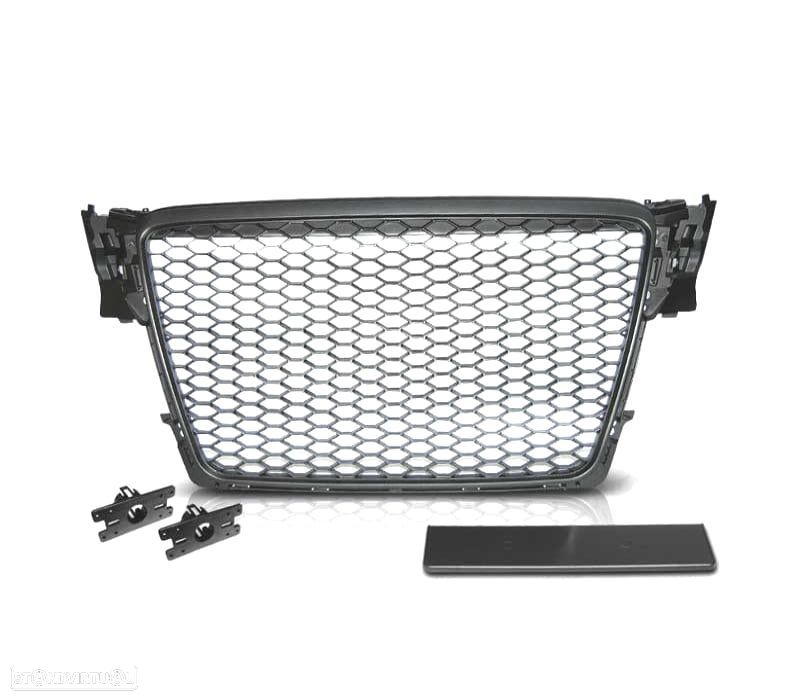 GRELHA FRONTAL AUDI A4 B8 08-11 PRETO FOSCO LOOK RS - 2