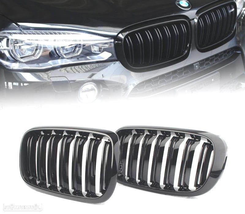 GRELHAS FRONTAIS BMW X5 F15 13-20 X6 F16 14- PACK M PRETO BRILHANTE - 1